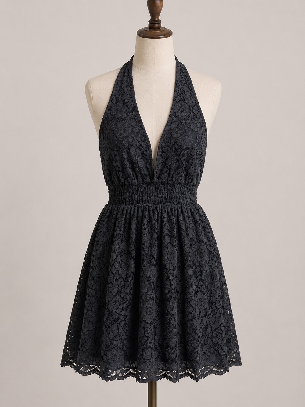 Wet seal woman's short black lace halter top XS sleeveless lace dress